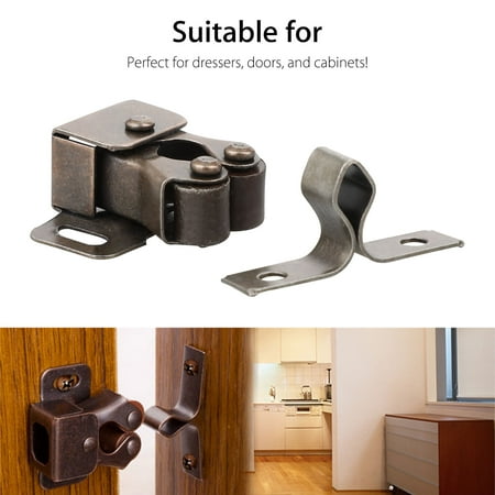 MTMTOOL Heavy Duty Red Bronze Double Roller Catch Door Latch for Cabinet Drawer Pack of 10